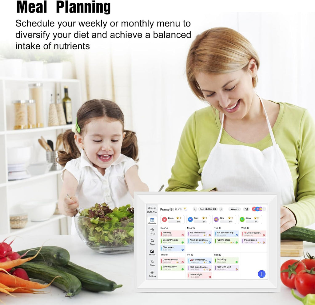 10.1" Smart Digital Calendar Wall Planner with Chore Charts and Meal Plan