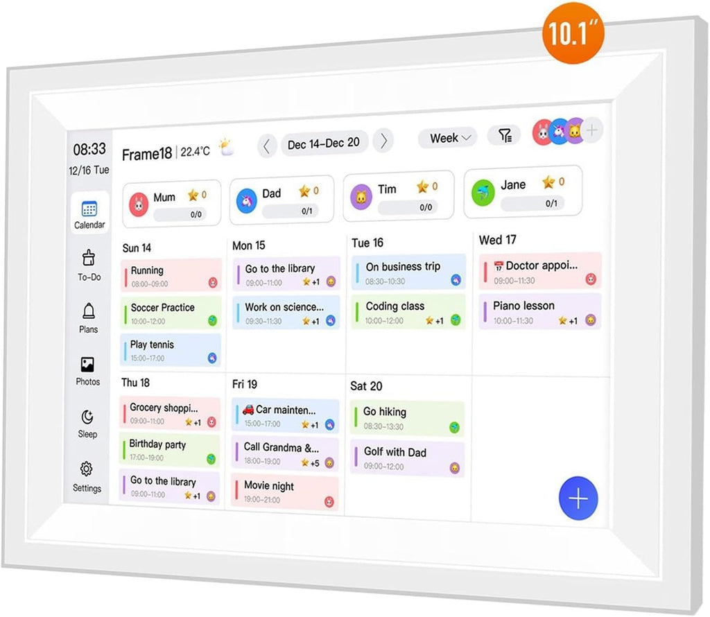 10.1" Smart Digital Calendar Wall Planner with Chore Charts and Meal Plan