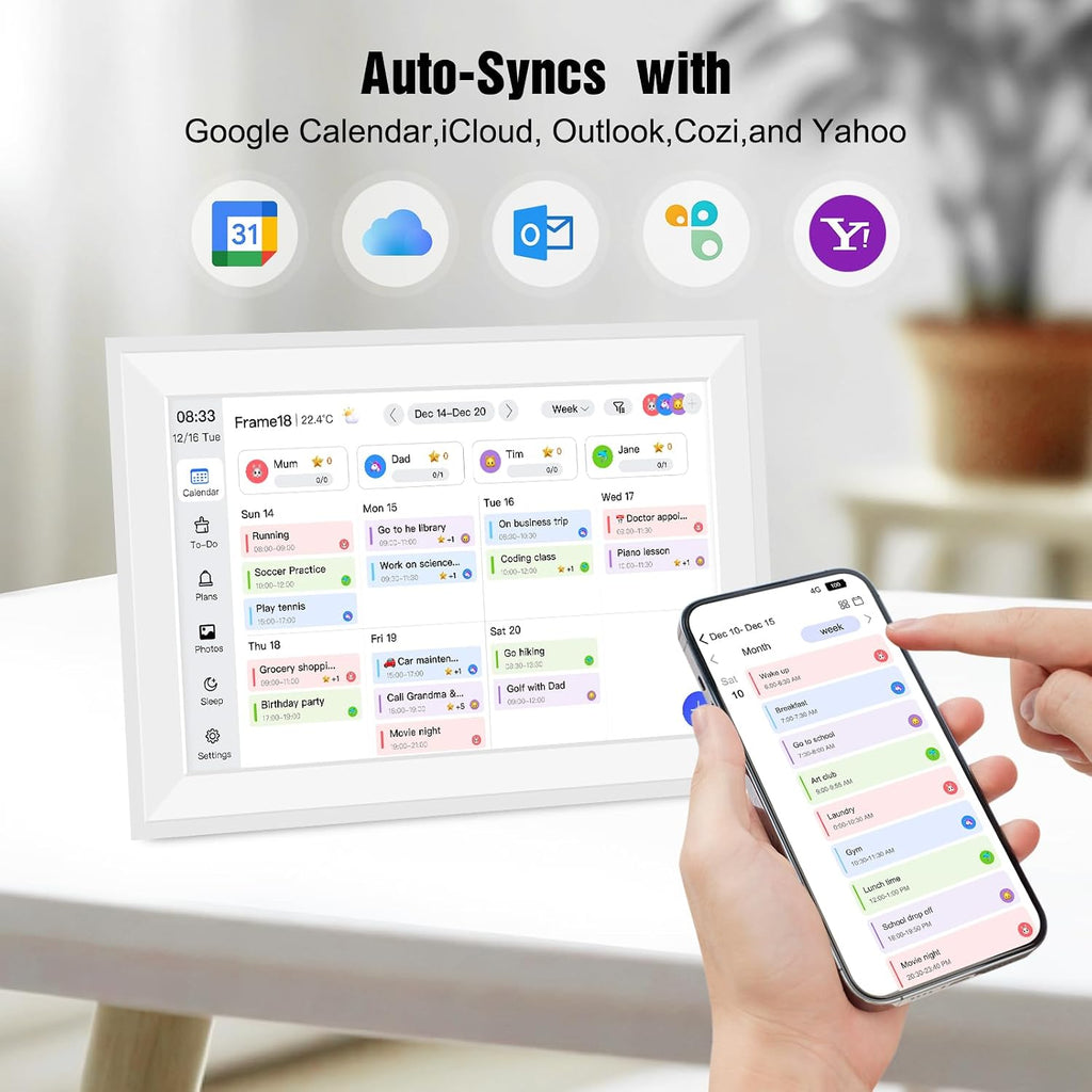 10.1" Smart Digital Calendar Wall Planner with Chore Charts and Meal Plan