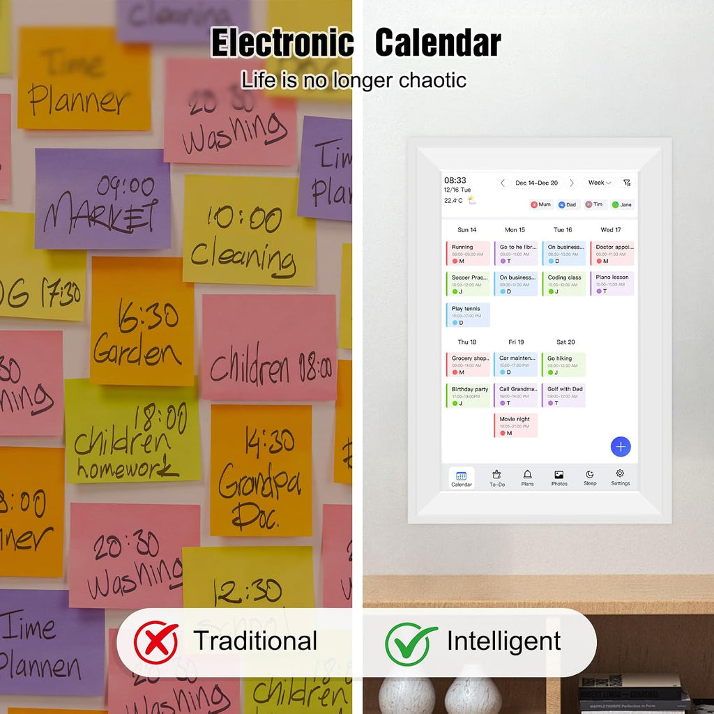 10.1" Smart Digital Calendar Wall Planner with Chore Charts and Meal Plan