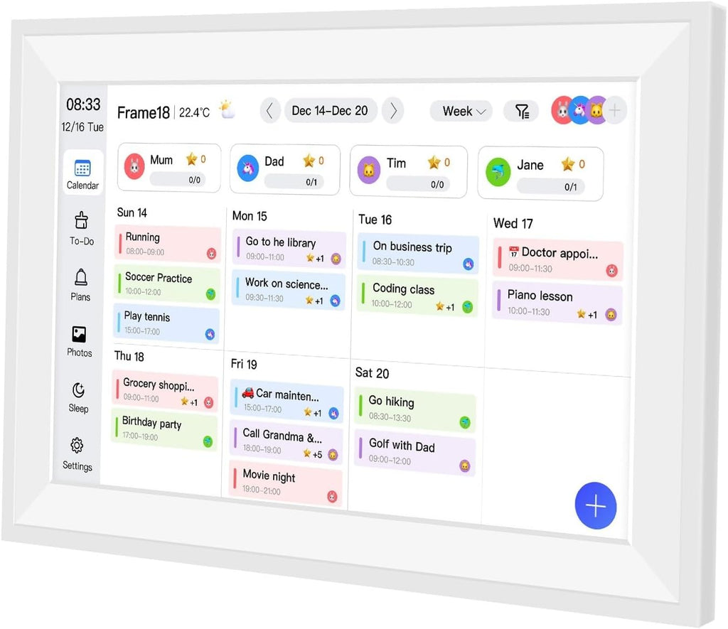 10.1" Smart Digital Calendar Wall Planner with Chore Charts and Meal Plan